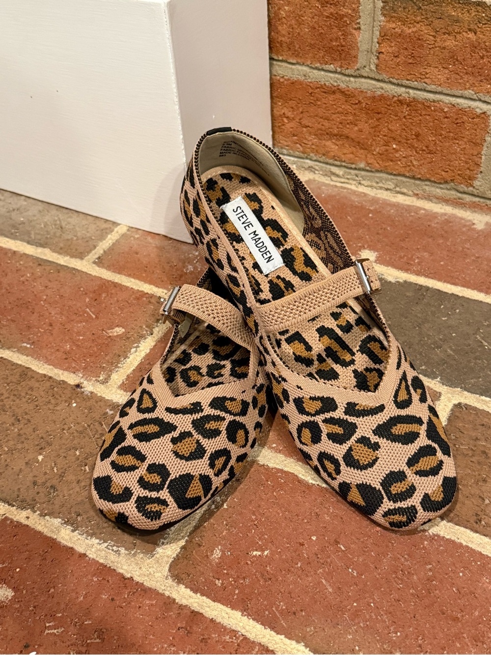 Steve Madden Leopard Print Mary Jane Flats - Tan/Black